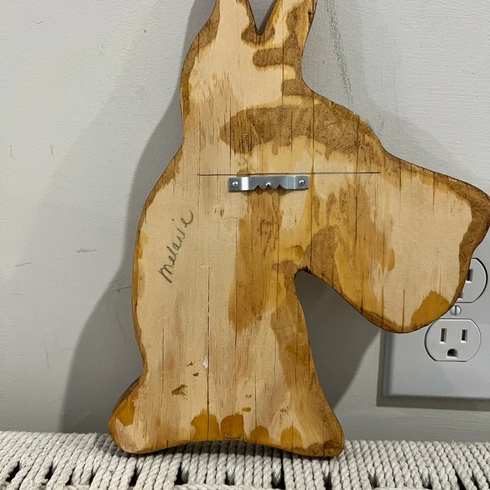 Hand Made Signed Rustic Brown Dog Head Wall Hook